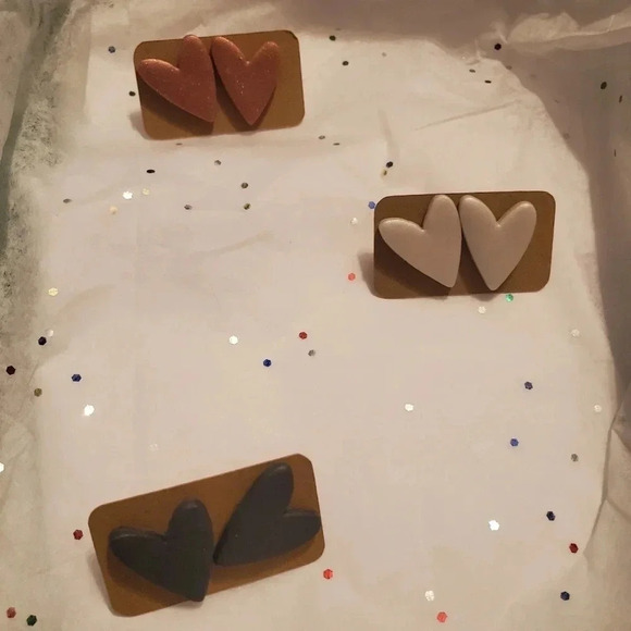 VALENTINES clay hear earrings. 2 for $20 - Picture 2 of 4